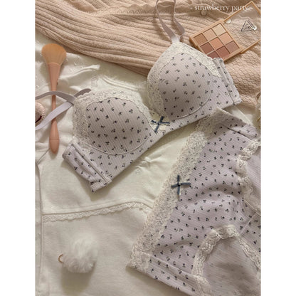 Sweet Floral Print Push-Up Wireless Seamless Bra