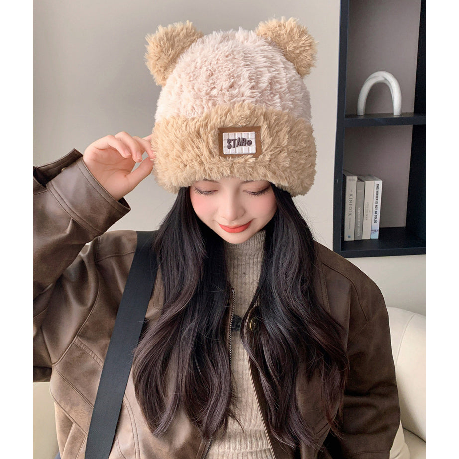 Cute Cat Ear Plush Knitted Hat