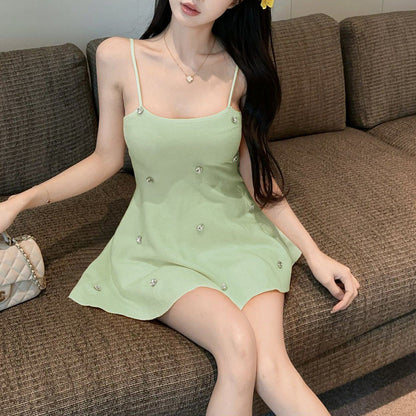 Green Fitted Sleeveless U-Neck Knit Top