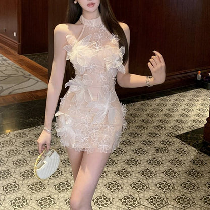 Sexy Mesh Floral Dress