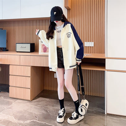 Loose Oversized Colorblock Cardigan Sweatshirt