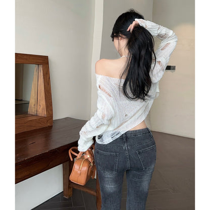 Hollow Loose See-Through Knitted Cardigan Top