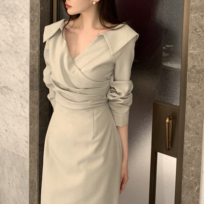 Waist-Cinching Puff Sleeve Tie-Front Dress