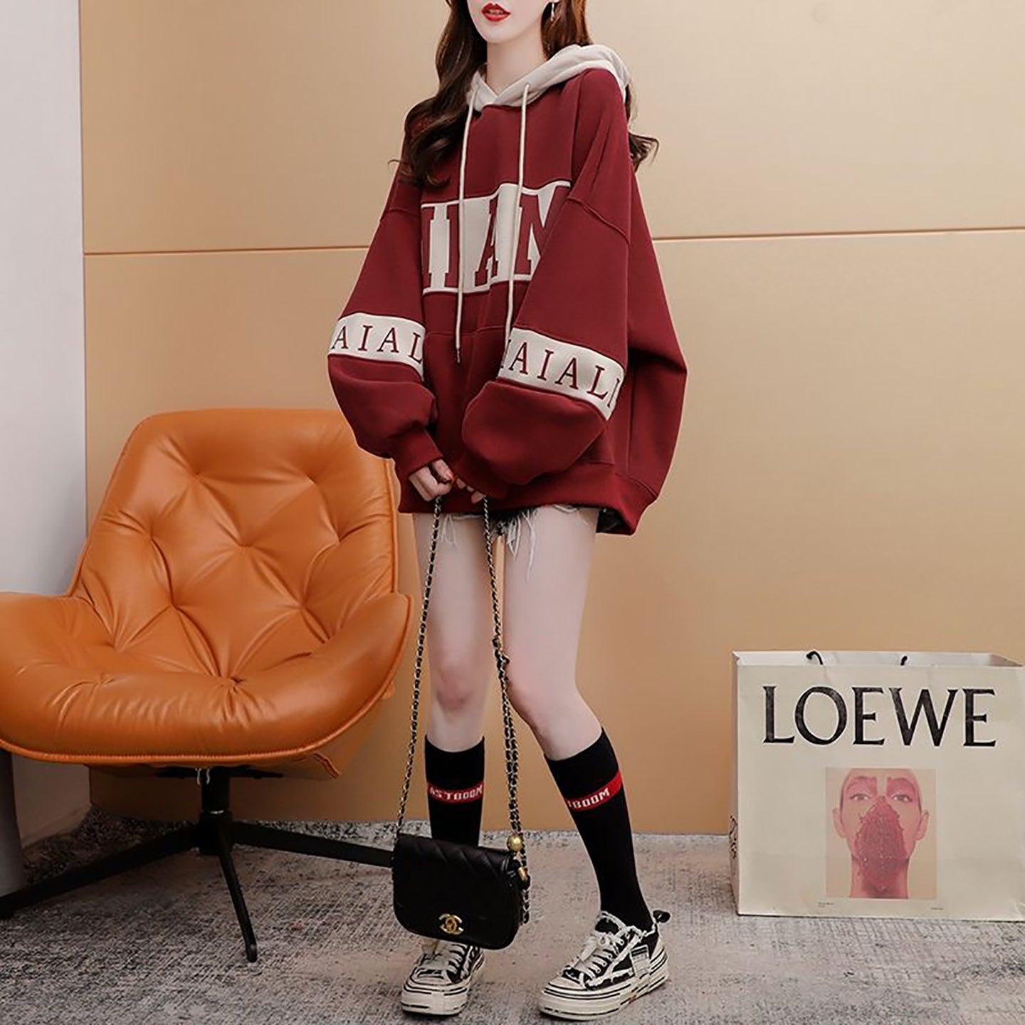Stylish And Relaxed Color-Blocked Hoodie