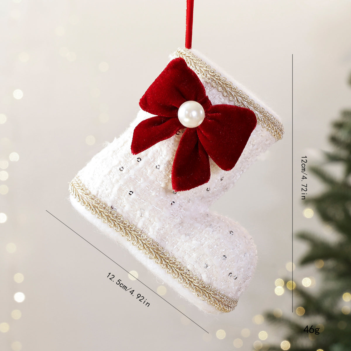 Checkered Bow Christmas Boot Charm
