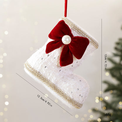 Checkered Bow Christmas Boot Charm