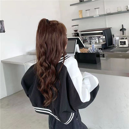 Gray Retro Colorblock Short Jacket