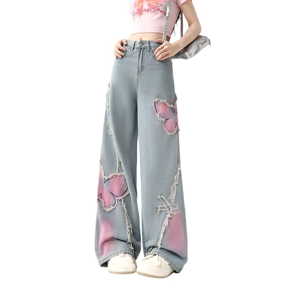 Vintage-Style Butterfly Jeans