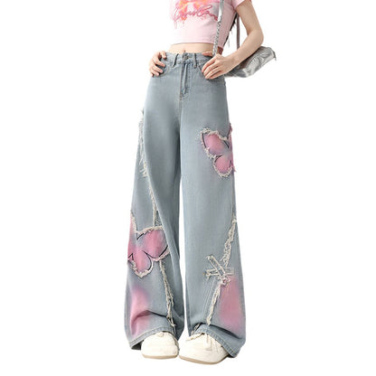 Vintage-Style Butterfly Jeans