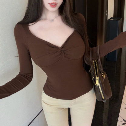 Sexy V-Neck Long-Sleeve T-Shirt