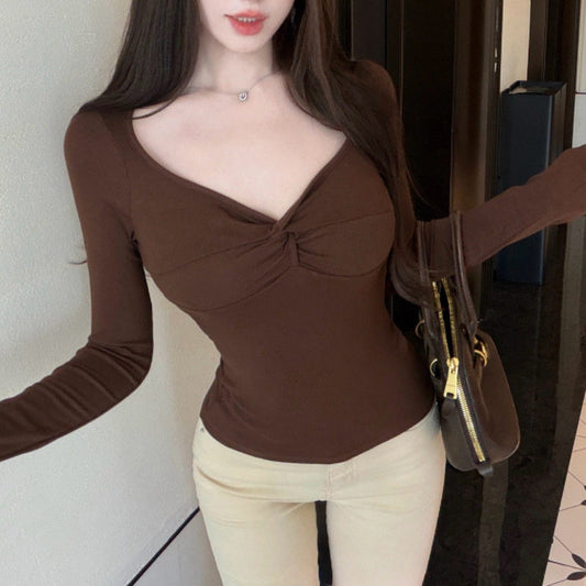 Sexy V-Neck Long-Sleeve T-Shirt