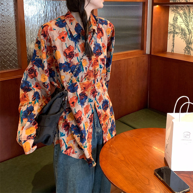 Floral Print Casual Loose-Fitting Shirt