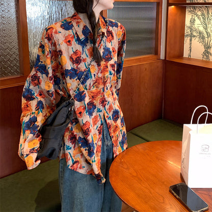 Floral Print Casual Loose-Fitting Shirt