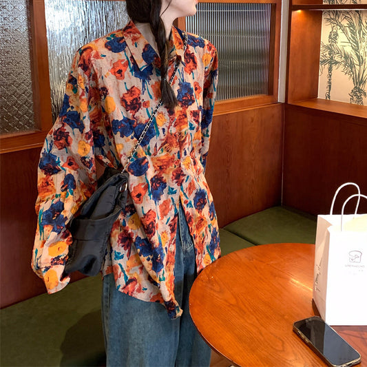 Floral Print Casual Loose-Fitting Shirt