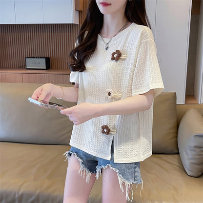 Irregular Flower Short-Sleeved T-Shirt