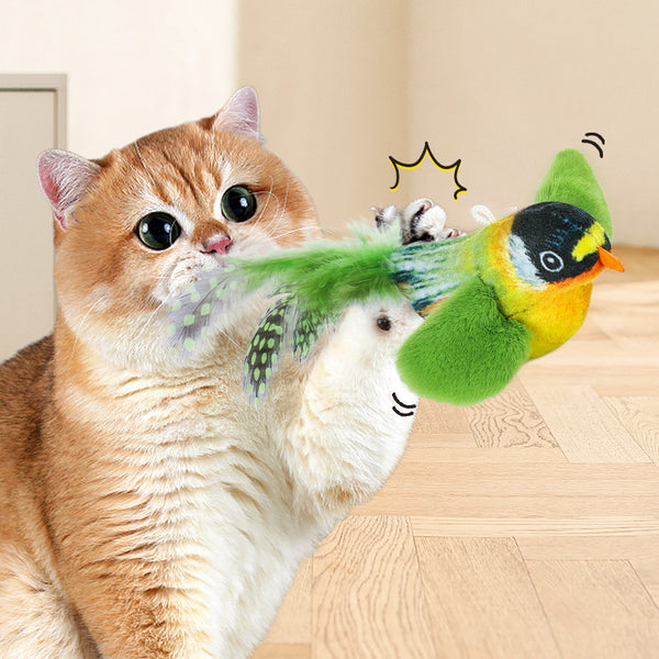 Sound-Producing Feather Bird Kitten Chewing Toy