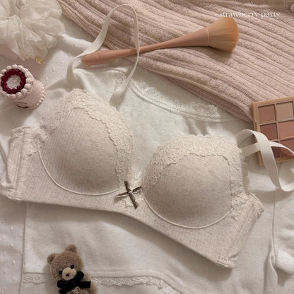 Sweet Floral Print Push-Up Wireless Seamless Bra