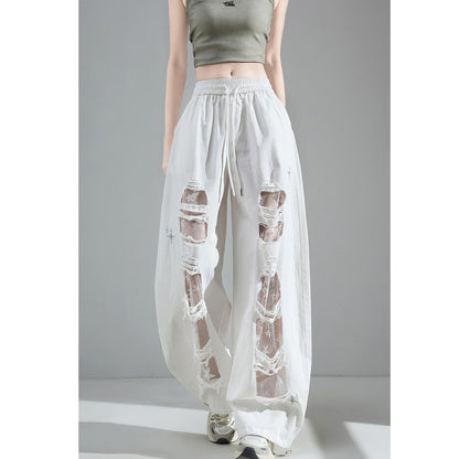 Fashionable Embroidered Lace Patchwork Curved Trousers
