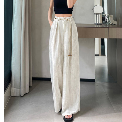 Acetate Satin Ice Silk Tie-Dye Wide-Leg Suit Pants