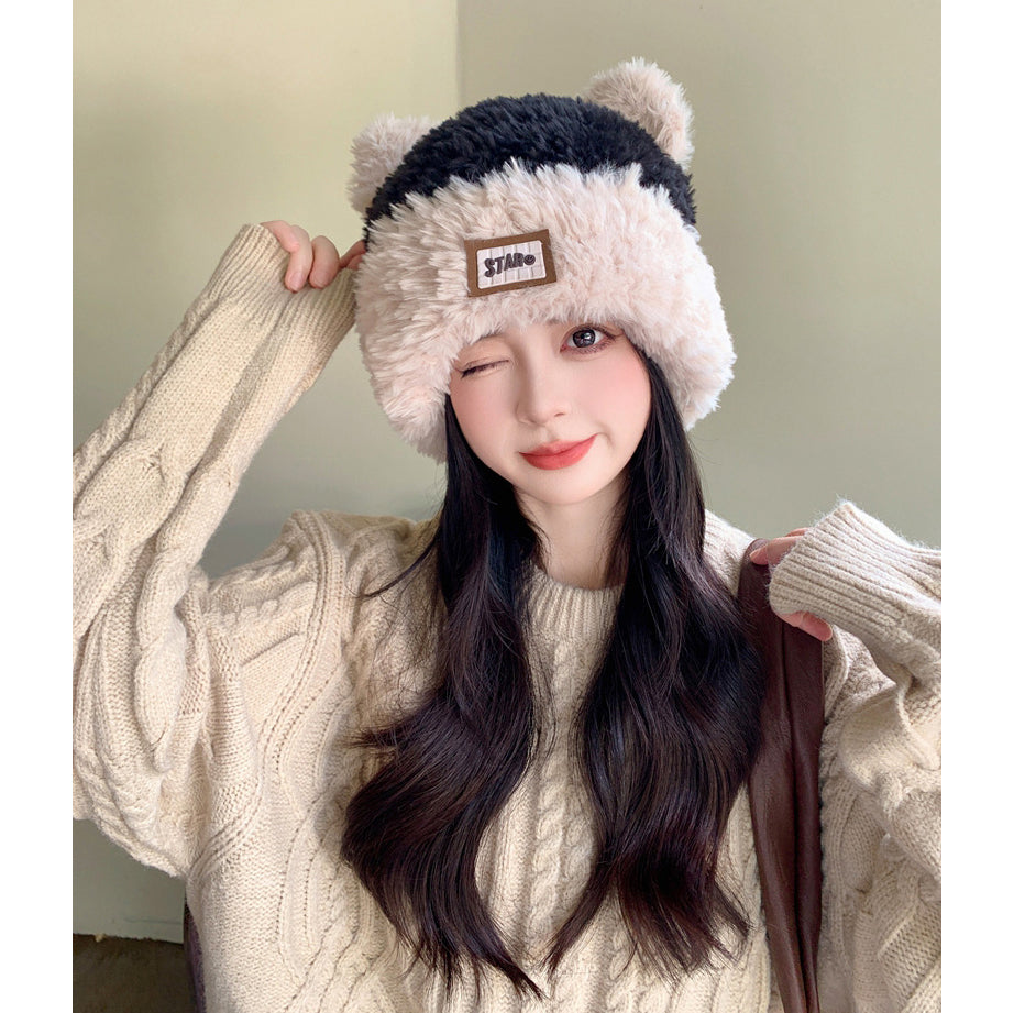Cute Cat Ear Plush Knitted Hat