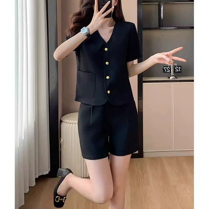 Elegant Style Short-Sleeved Suit