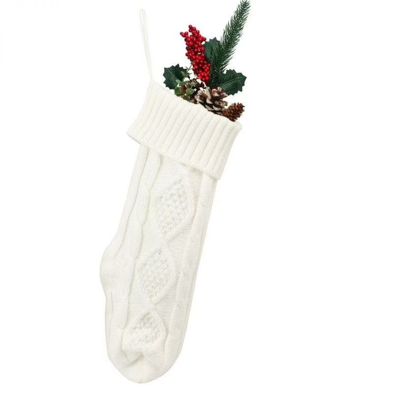 Large 46cm Knitted Argyle Christmas Stocking with Hanging Loop