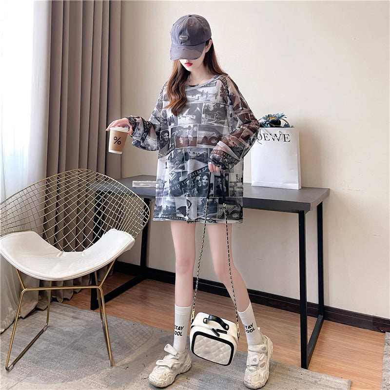 Loose Plus Size Ice Silk Fashion Sunscreen T-shirt