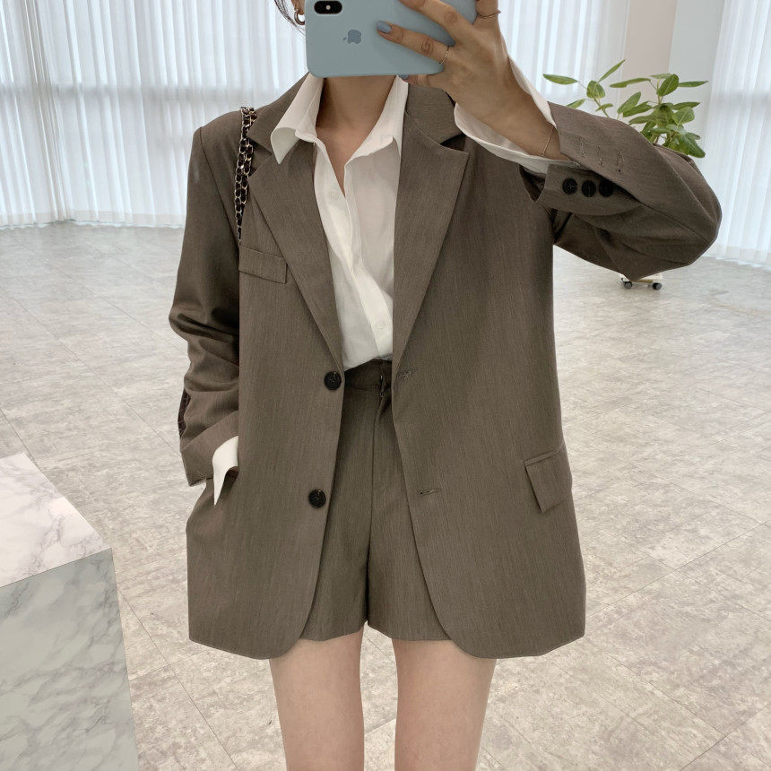 Chic French-Style Elegant Loose-Fitting Suit Jacket And High-Waisted Suit Pants Set