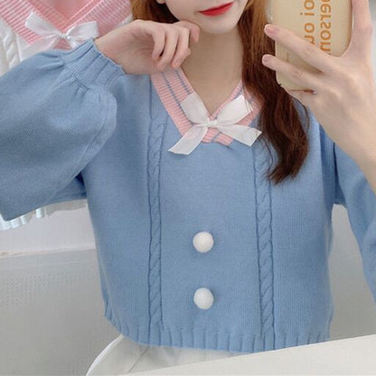 Sweet And Cute Pink Knitted Sweater