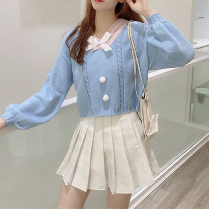 Sweet And Cute Pink Knitted Sweater