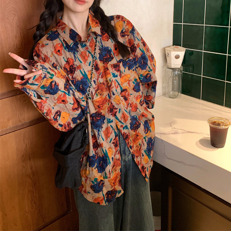Floral Print Casual Loose-Fitting Shirt