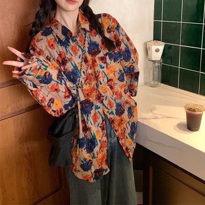 Floral Print Casual Loose-Fitting Shirt