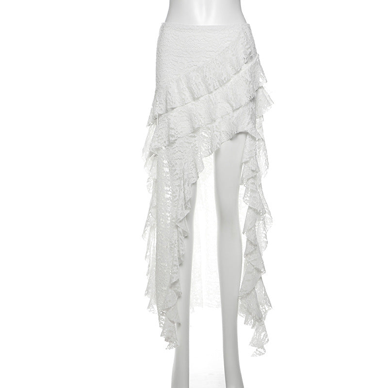 Black Lace Ruffled Skirt