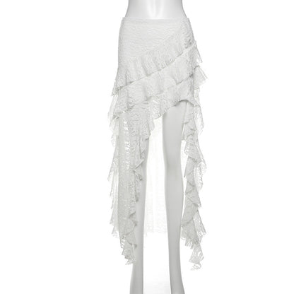 Black Lace Ruffled Skirt