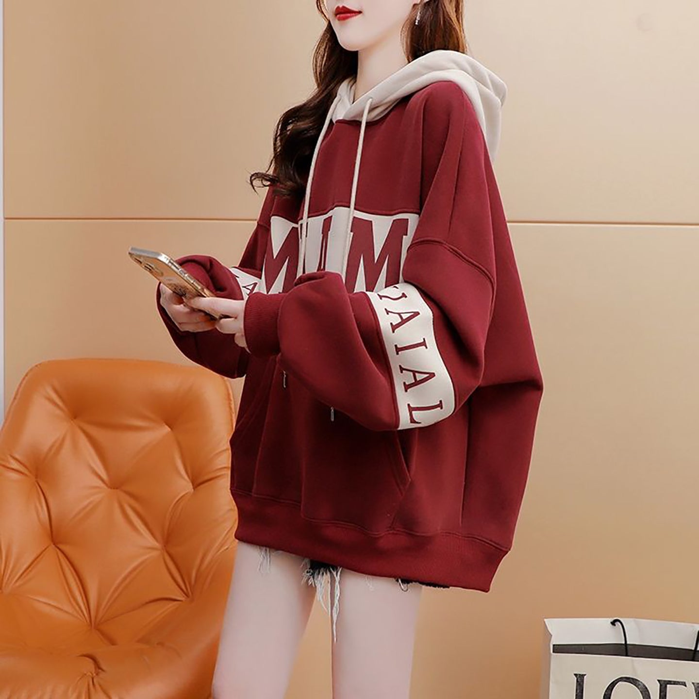 Stylish And Relaxed Color-Blocked Hoodie