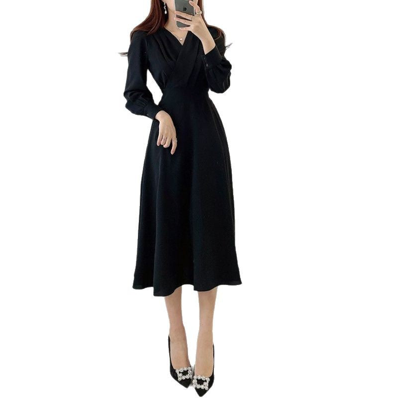 Chic V-Neck Crossover Puff Sleeve Dress