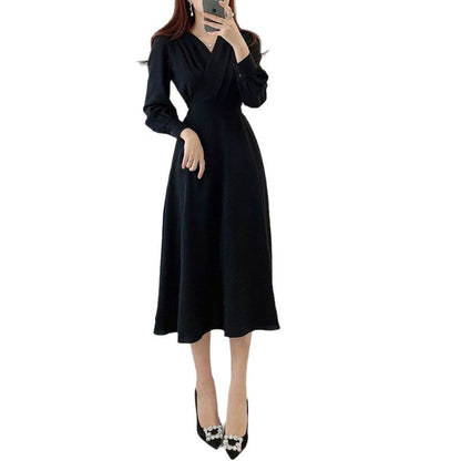 Chic V-Neck Crossover Puff Sleeve Dress