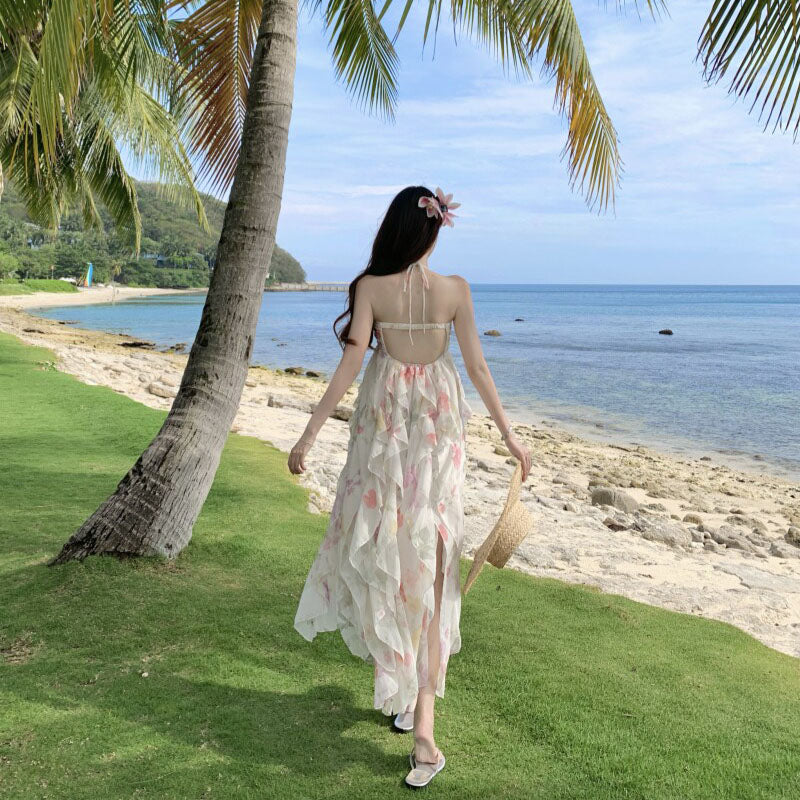 French Retro Floral Print Sundress