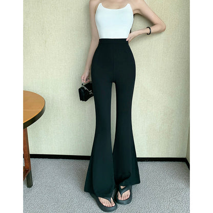Ice-Silk Casual Slight-Flare Trousers