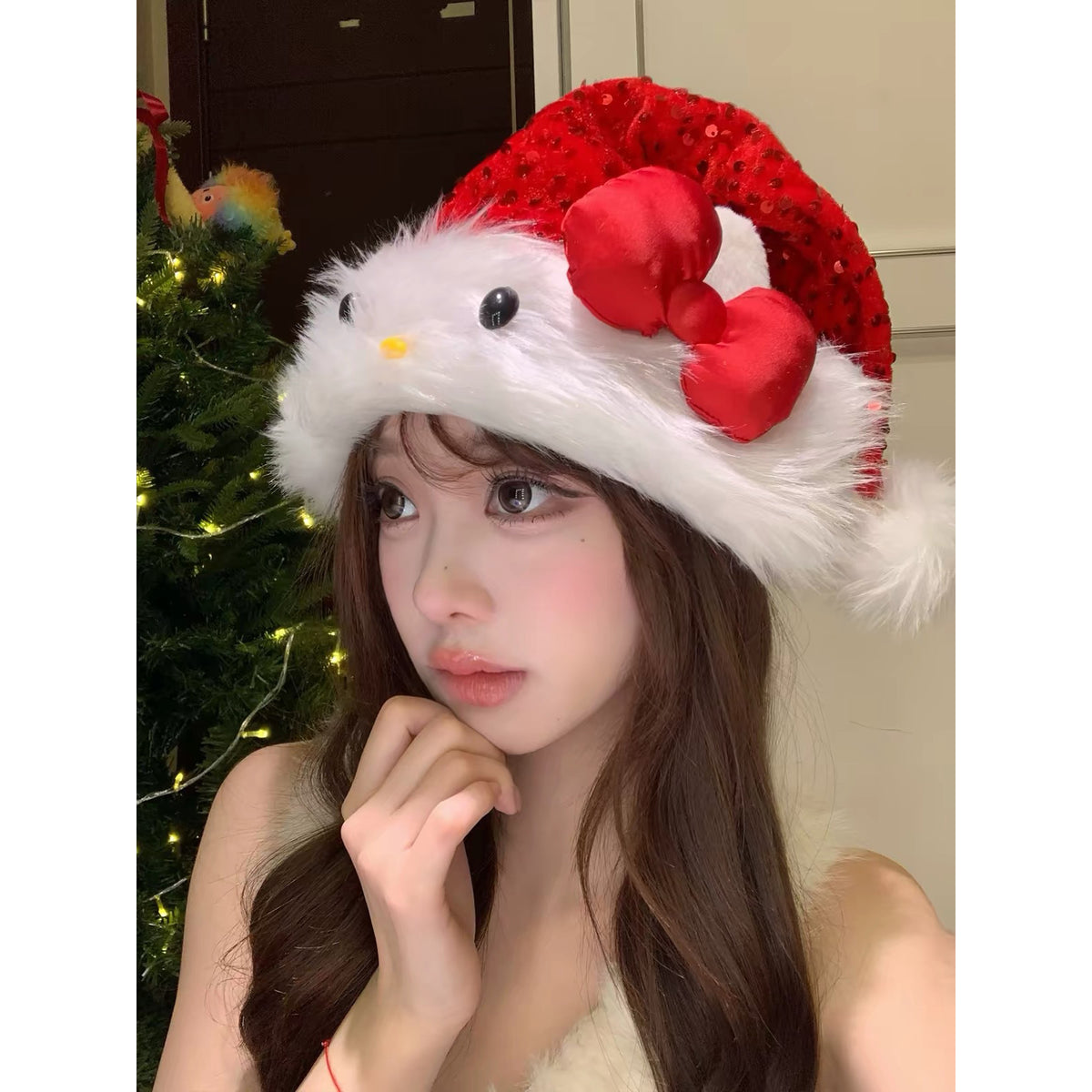 Bow Christmas Red Hat