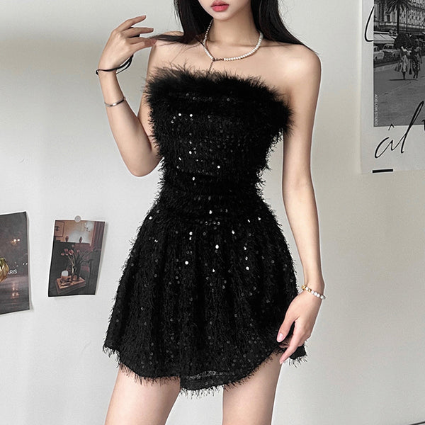Solid Color Slim Fit Street Fashion High Waisted Boat Neck Dress