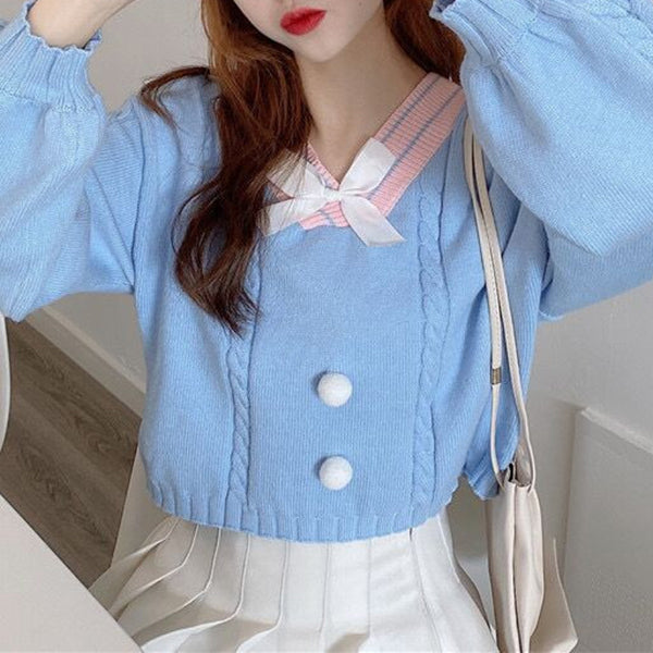 Sweet And Cute Pink Knitted Sweater