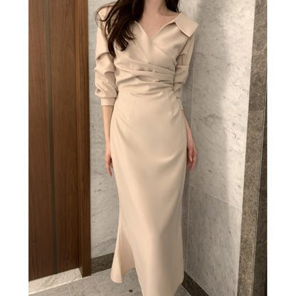 Waist-Cinching Puff Sleeve Tie-Front Dress