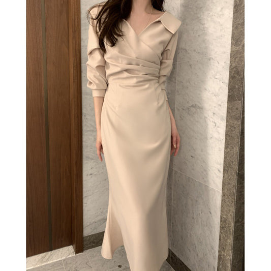 Waist-Cinching Puff Sleeve Tie-Front Dress