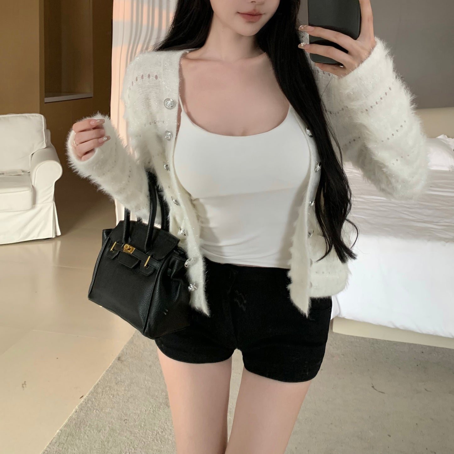 Tassel Loose Knit Single-Breasted Cardigan Sweater Jacket