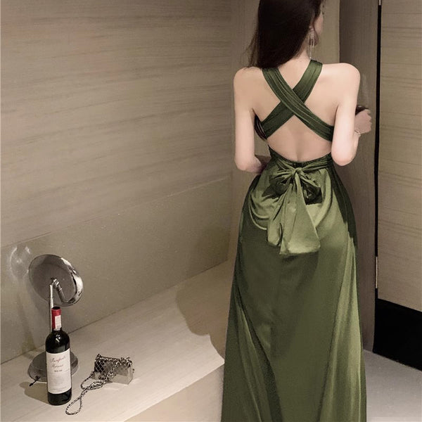 A Variety Of Wearable Cross-Over Backless Strappy Banquet Gowns
