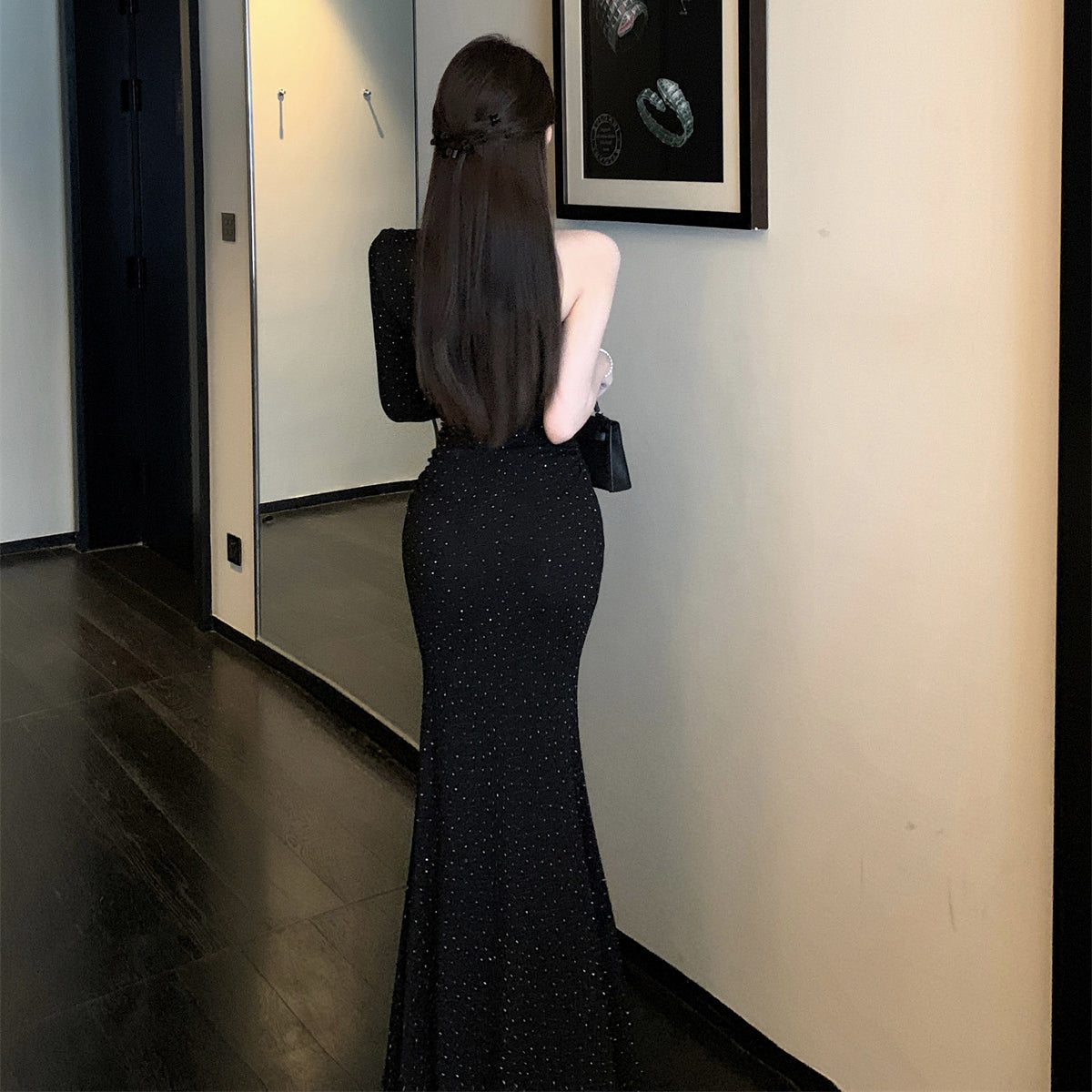 Stylish And Sexy Rhinestone Off-Shoulder Party Dress