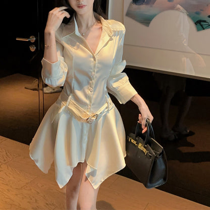 Irregular French Shirt Dress