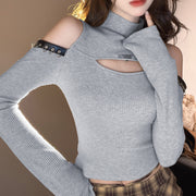 Long-Sleeved Slimming Hollow Sexy Sweater