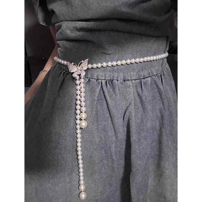 Butterfly Pearl Elastic Waist Belt